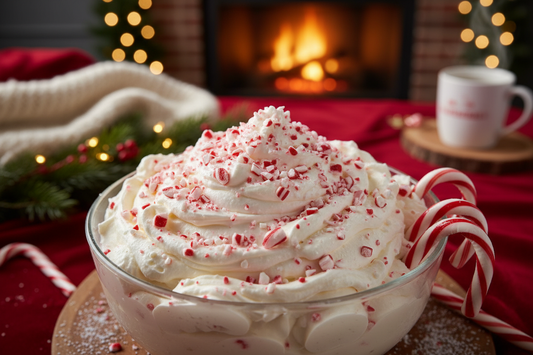 Crushed candy canes and cream