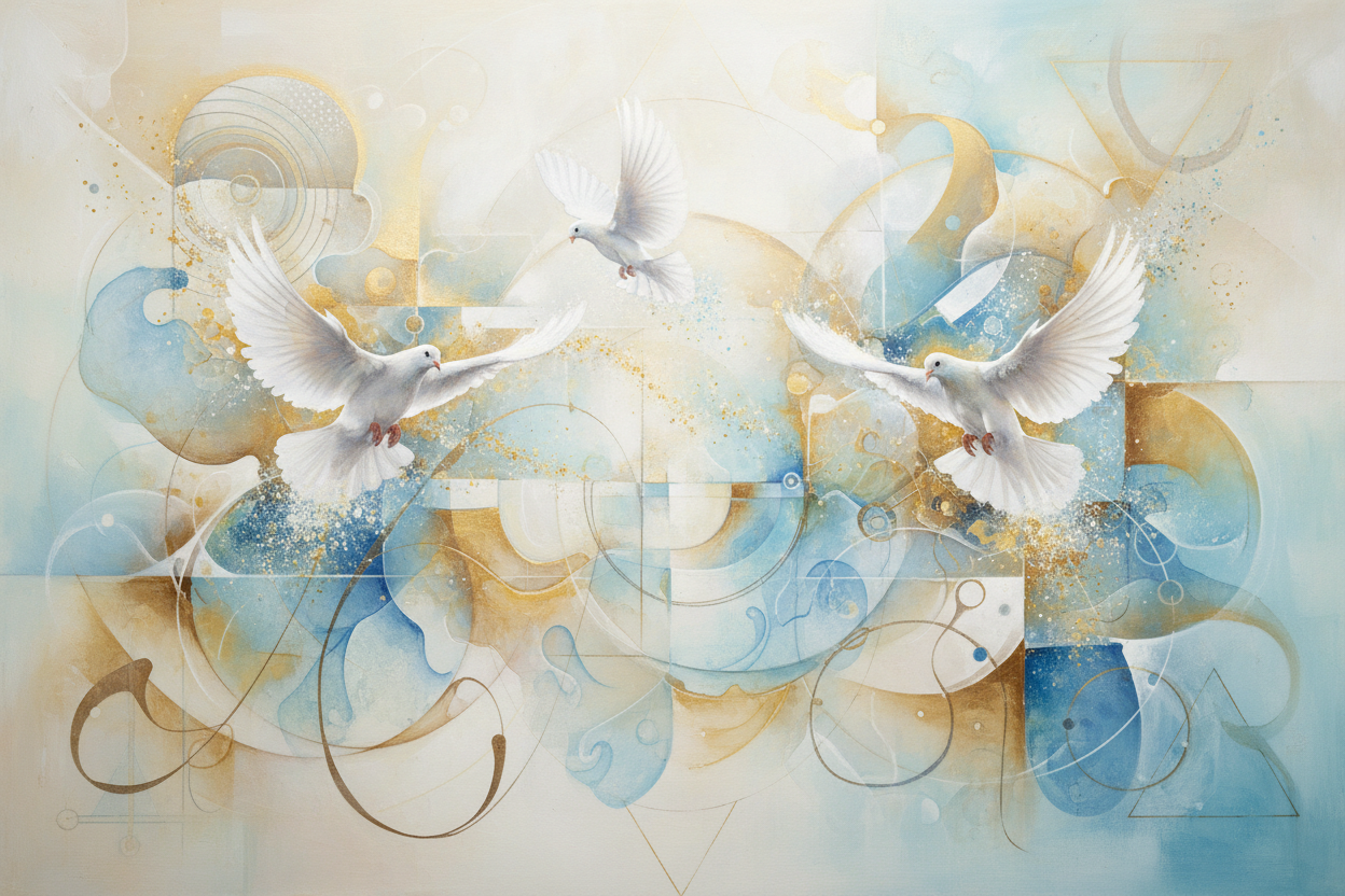 Doves and peaceful Nirvana abstract 
