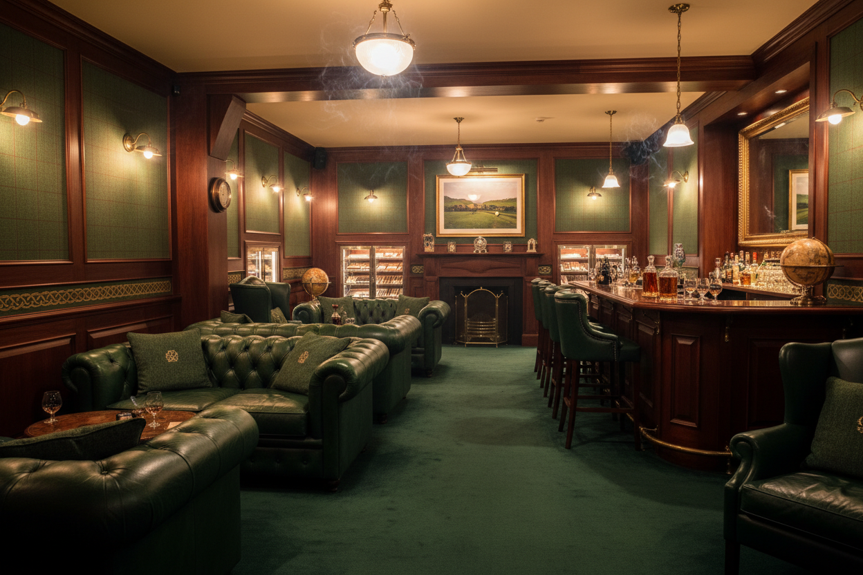 Green Irish tweed cigar lounge