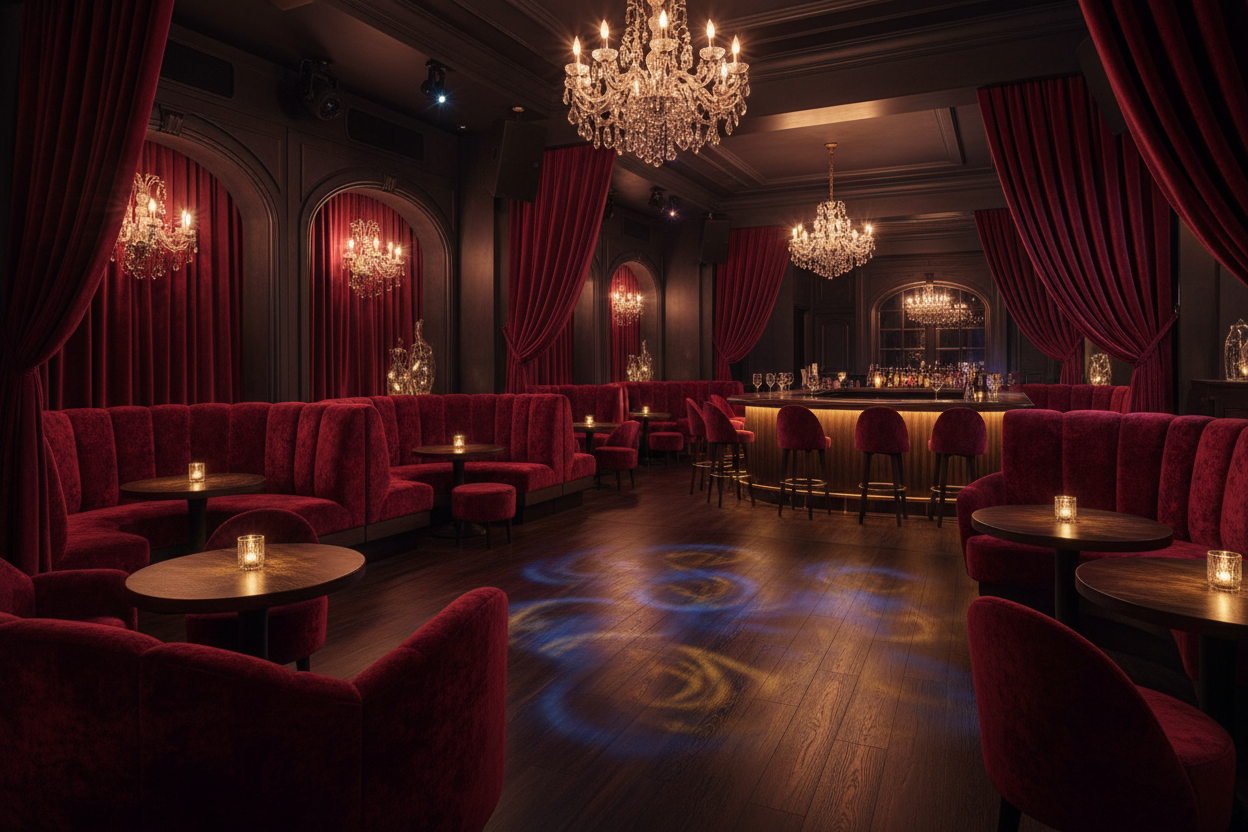Velvet themed nightclub 